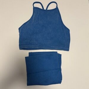 JoyLab Blue Women's Longline tank and Bike Shorts set